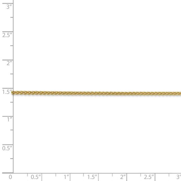 1.5mm 14k Yellow Gold Hollow Wheat Chain Necklace, 24 Inch - Picture 5 of 8